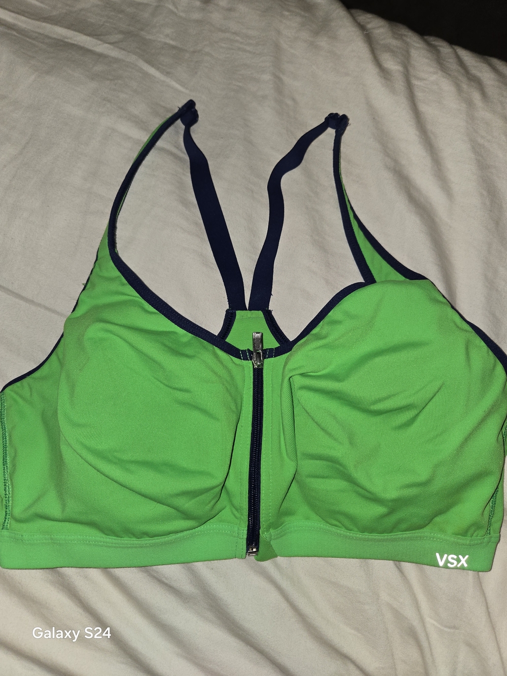 VSX Green Front-Zip Sports Bra Womens Sz 38C